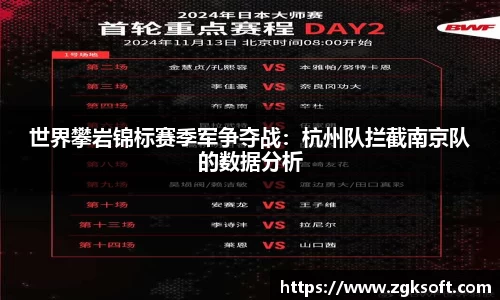 世界攀岩锦标赛季军争夺战：杭州队拦截南京队的数据分析